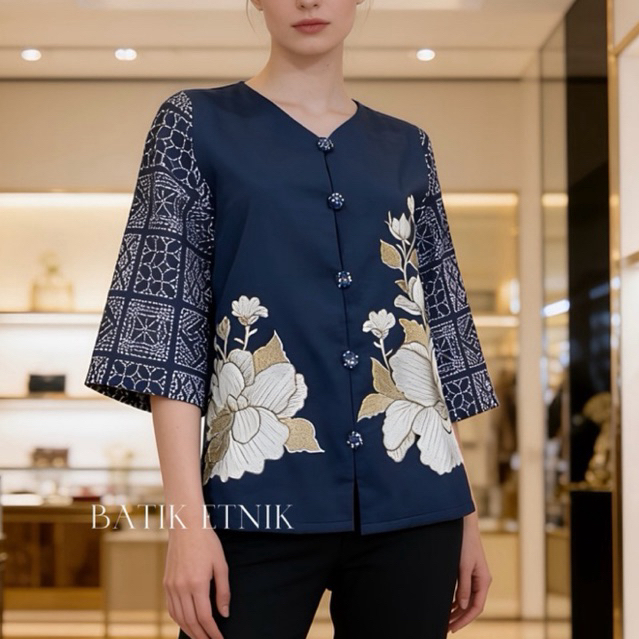 Batik sultan Atasan Batik Bordir Trikot - Blouse batik - Kayla Blouse Wanita