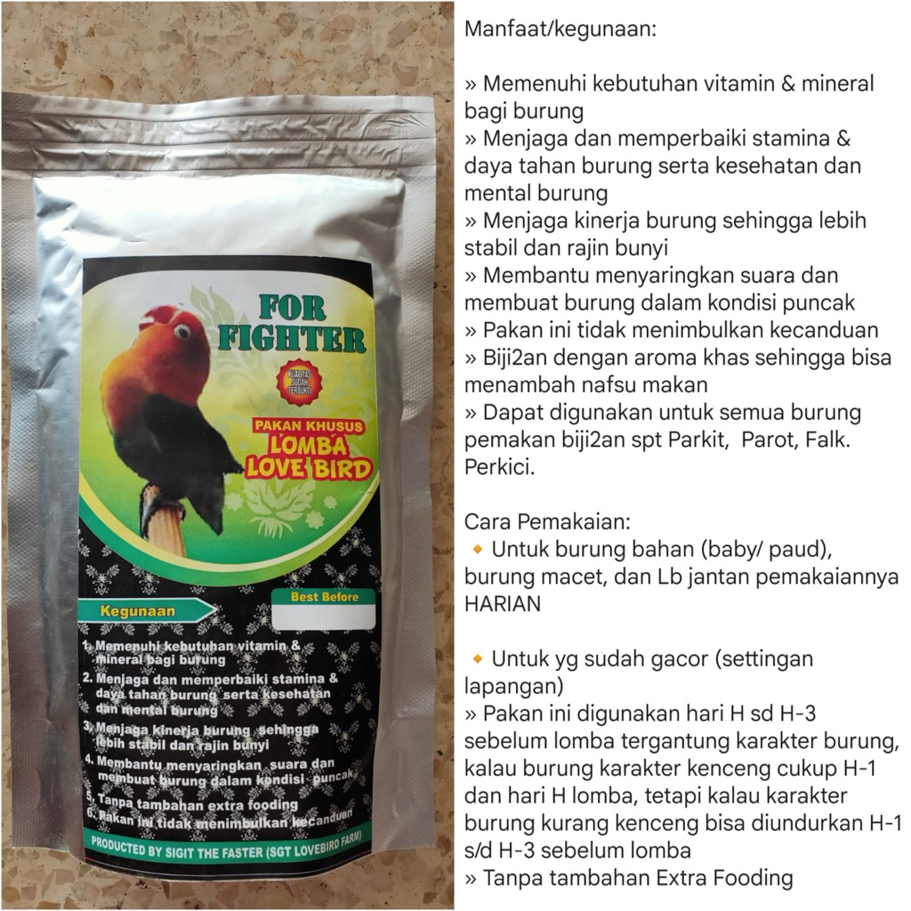 FOR FIGHTER (PAKAN KHUSUS LOMBA LOVEBIRD)