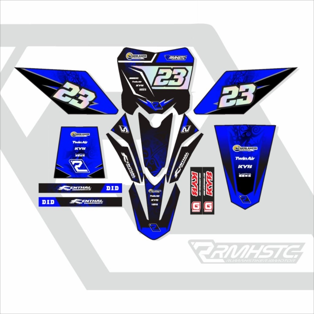 decal motor ojek gabah hitam kombinasi biru