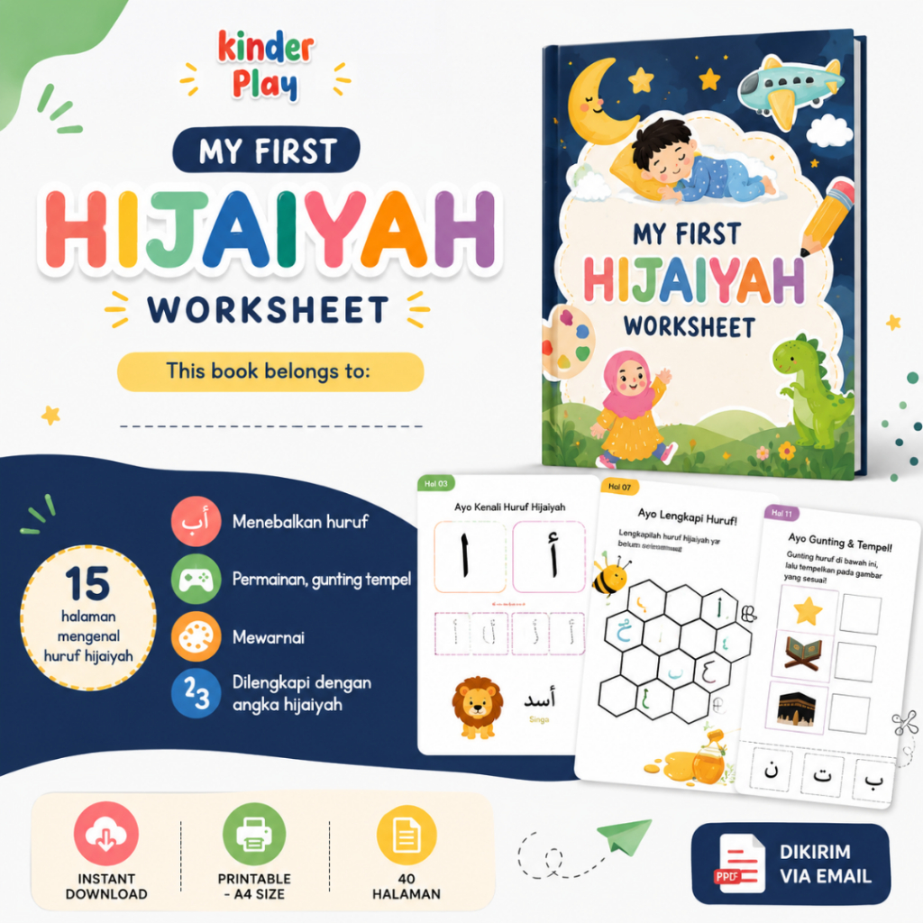 My First Hijaiyah – 40 Halaman Worksheet Printable Seru untuk Belajar Huruf Hijaiyah Anak