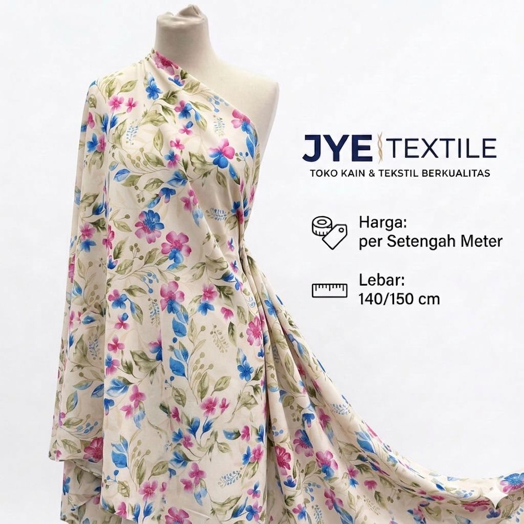 Kain Wolpeach Motif Premium - kain motif bunga - kain Wolfis premium - kain motif - kain bahan Wolfi