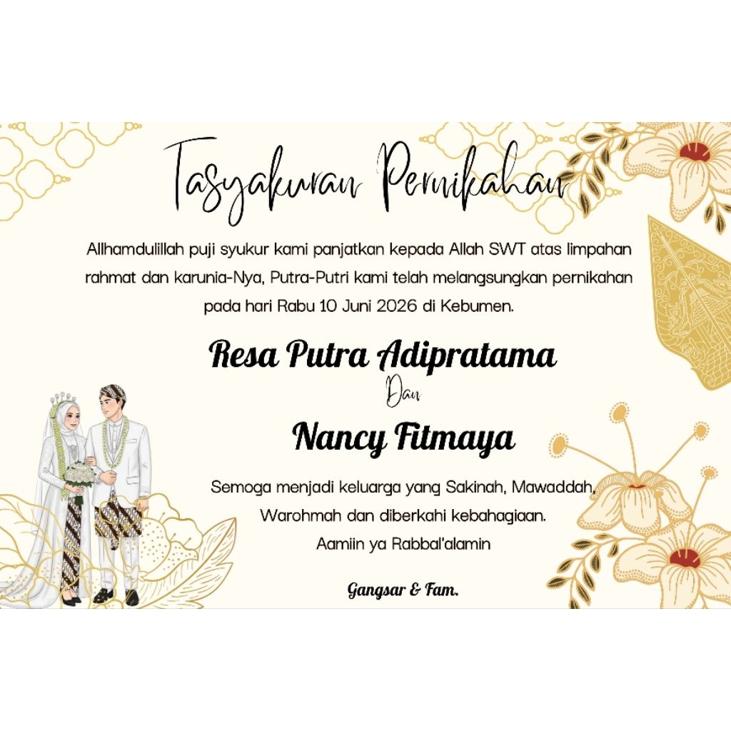 TASYAKURAN PERNIKAHAN/CUSTOM TASYAKURAN