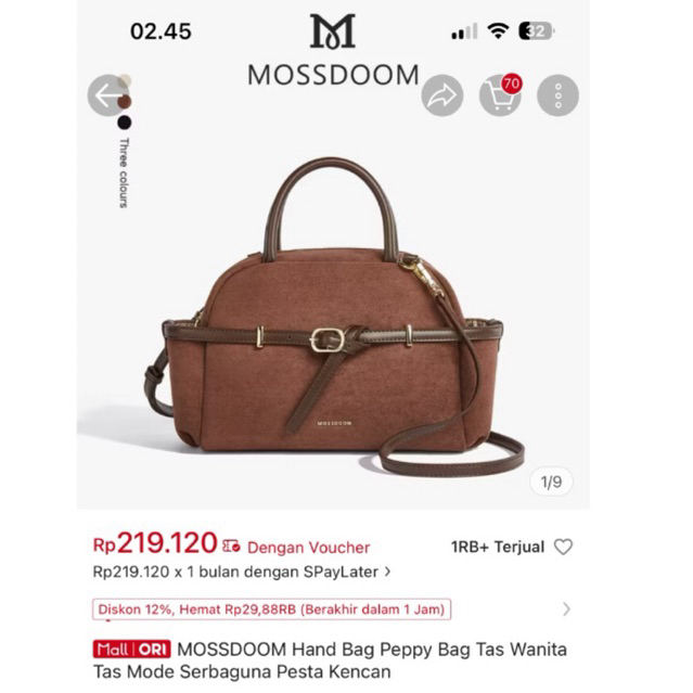 Preloved Tas Mossdom Brown Suede