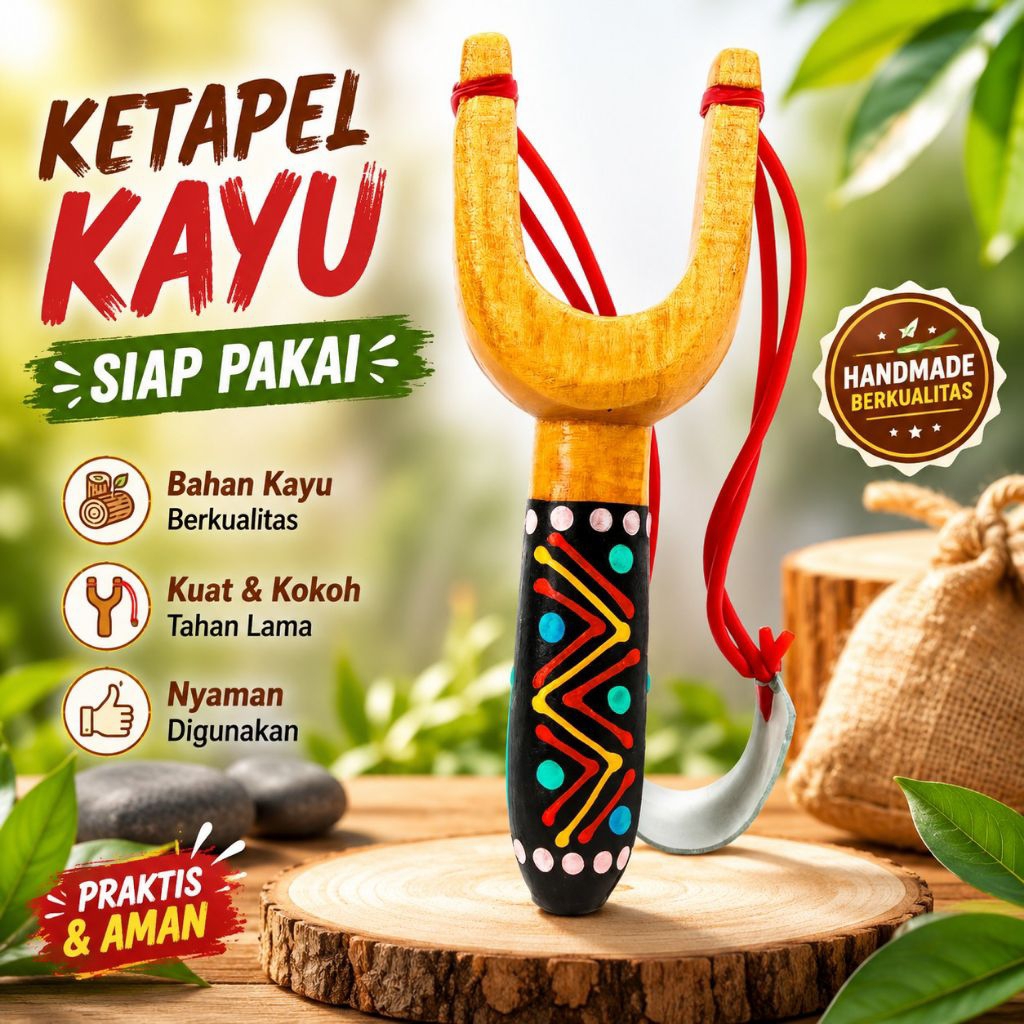 Ketapel kayu - ketapel burung - mainan ketapel anak-anak - ketapel full siap pakai - ketepil