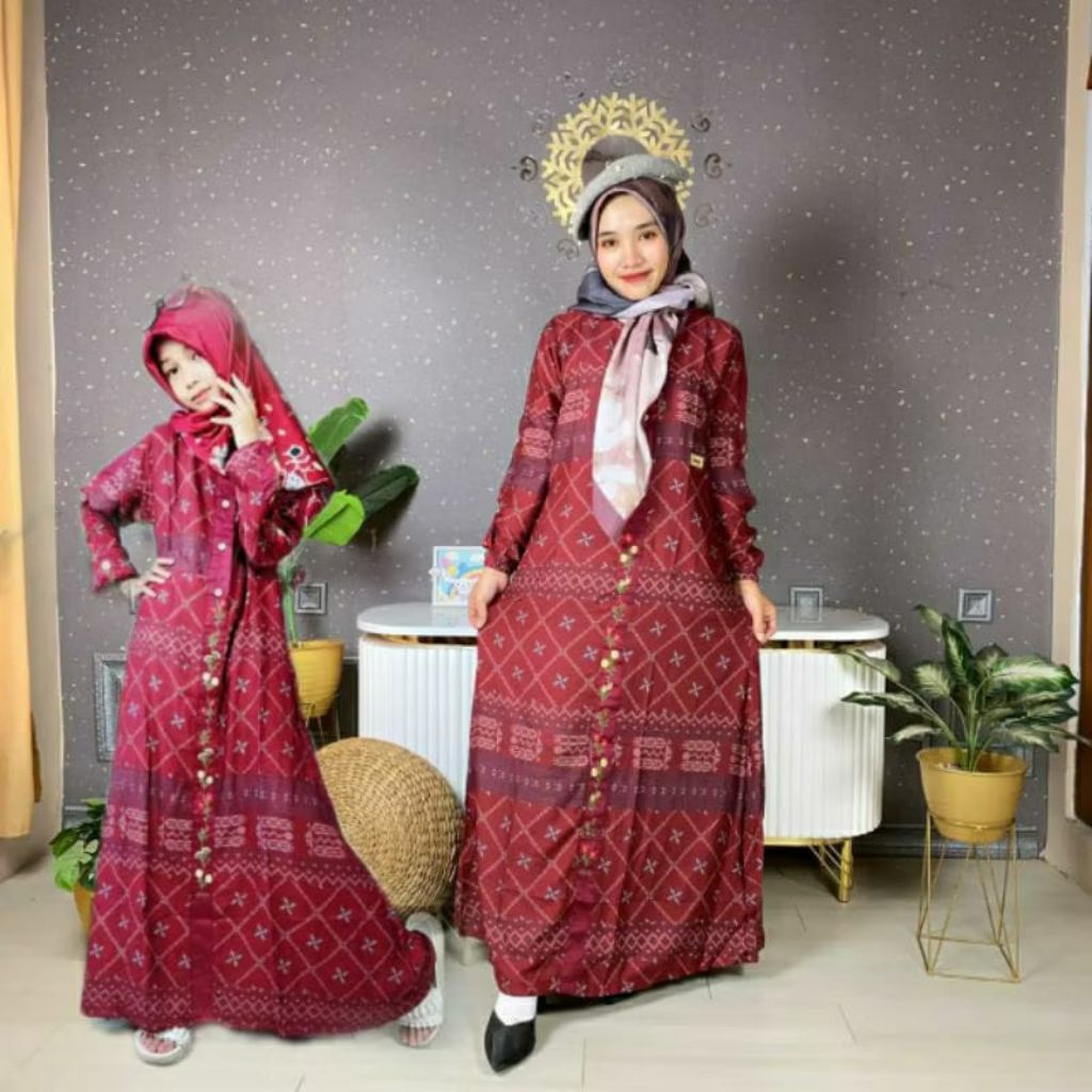 gamis coupel ibu anak adem bahan rayon