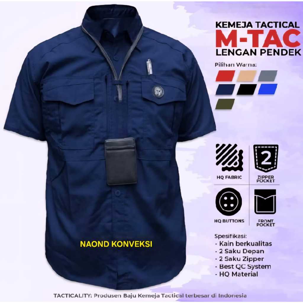 Kemeja Tactical Pria Lengan Pendek M-Tac Baju PDL PDH Seragam Kerja Lapangan Outdoor
