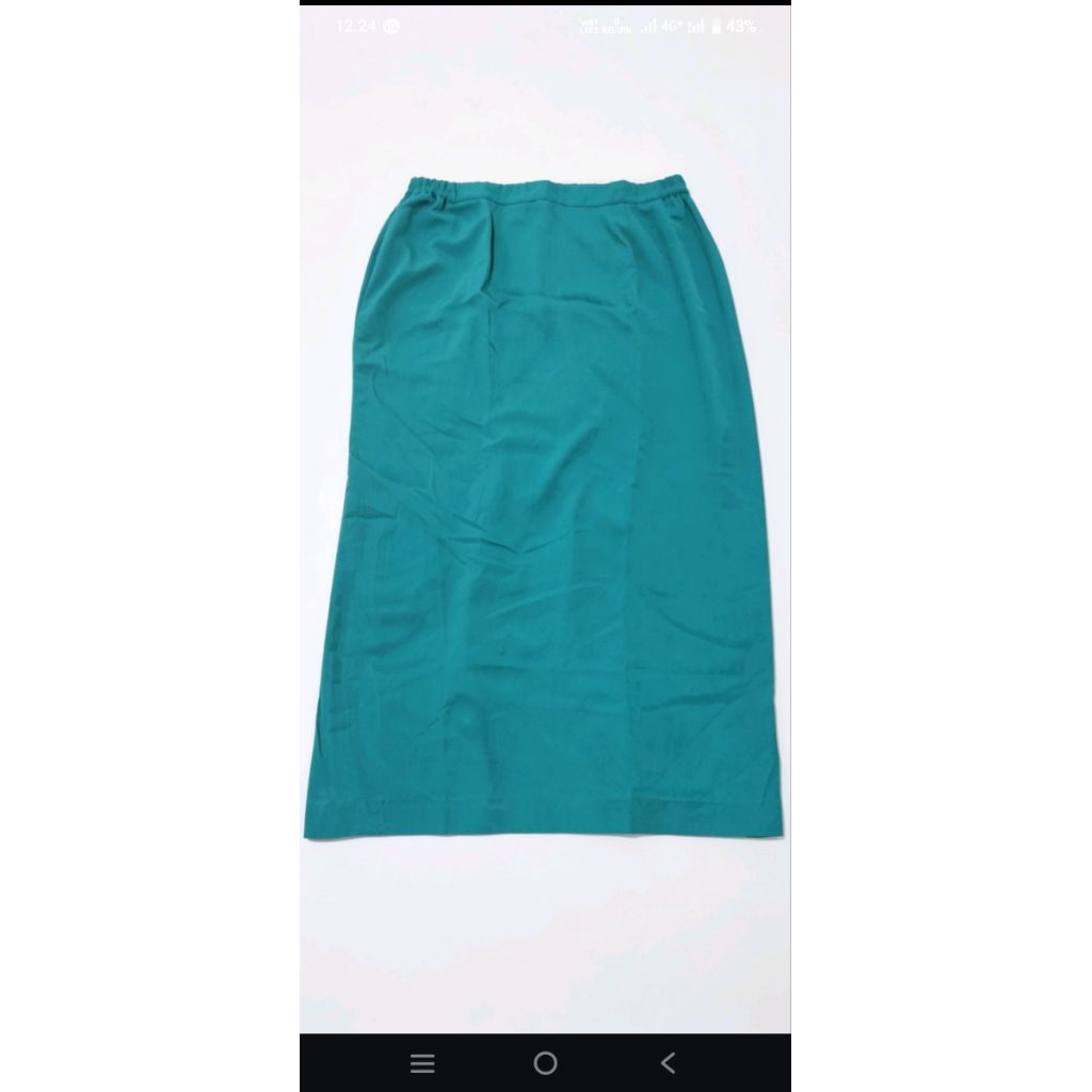 Rok Panjang Polos Warna Hijau Tosca / Rok Santai Wanita Bahan Katun