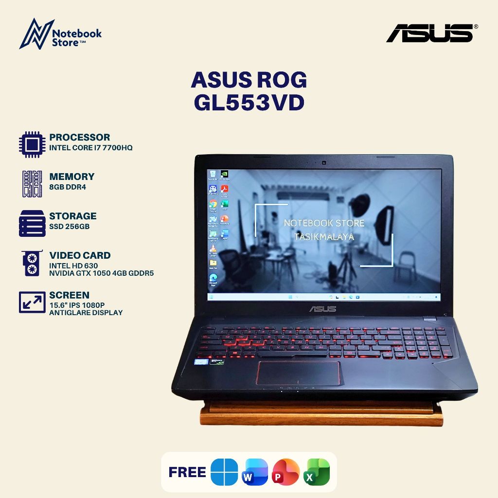 Asus ROG GL553VD Core i7 7700HQ Gen 7 GTX 1050 4GB 8GB/256GB 15 inch 1080p Laptop Gaming Windows