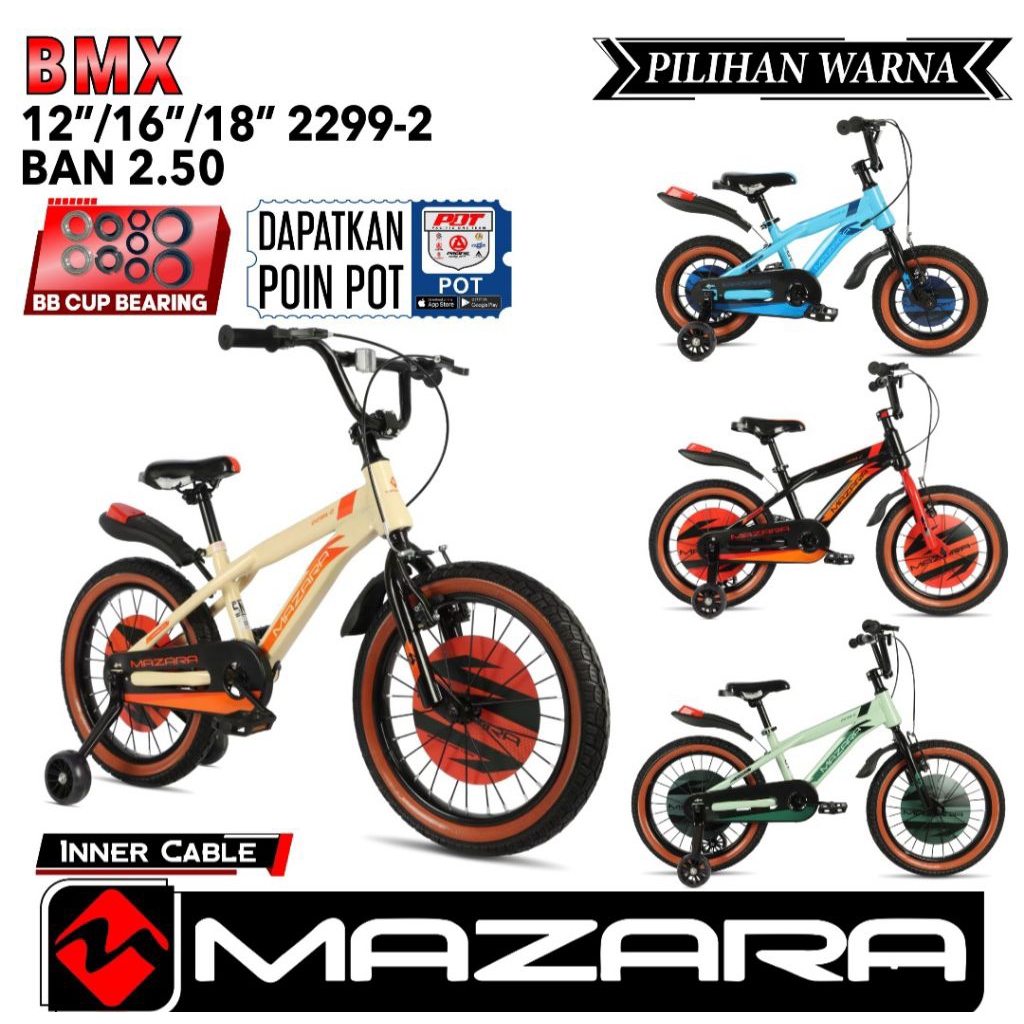 SEPEDA ANAK BMX MAZARA BY PACIFIC 18 INCH BAN JUMBO, SUDAH BEARING LEBIH AWET NEW