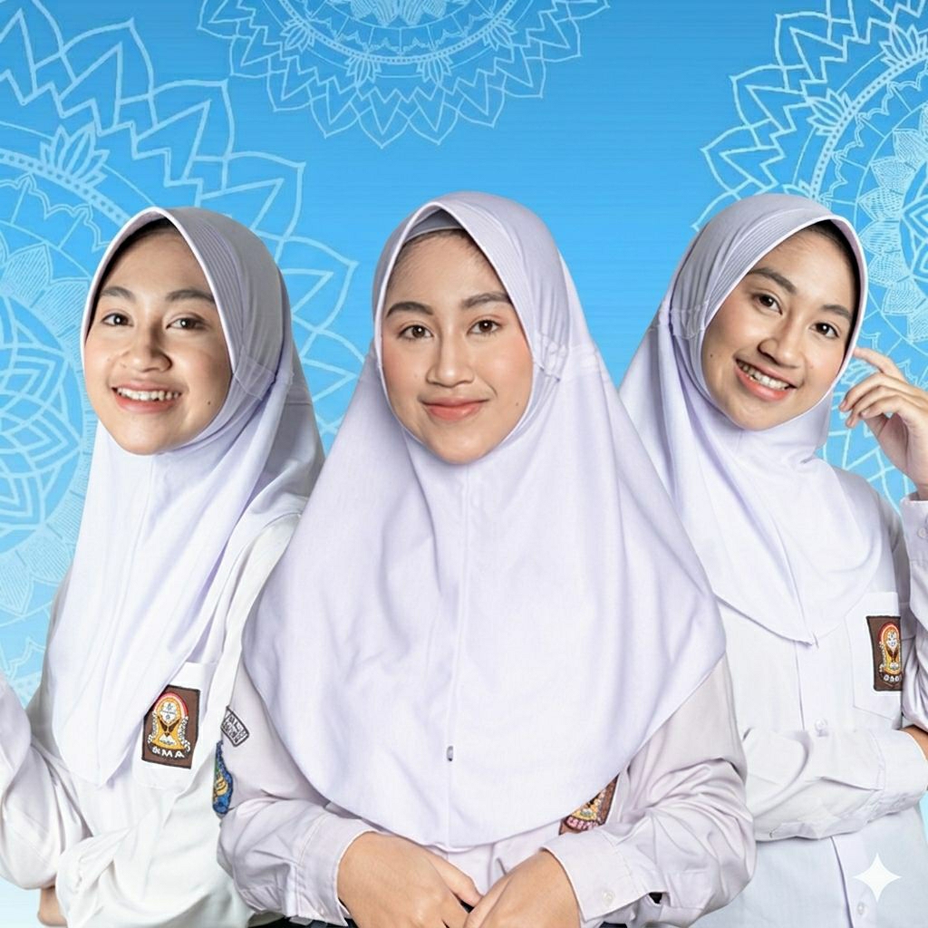 Kerudung Bergo Instan Warna Putih Bahan Polyster Jilbab Bergo Instan