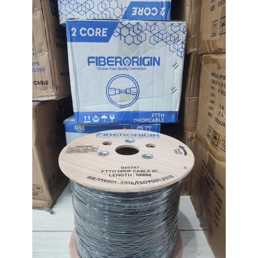 FiberOrigin Drop Core 2Core 3seling Fiber Optic 1KM 2 core 3 seling