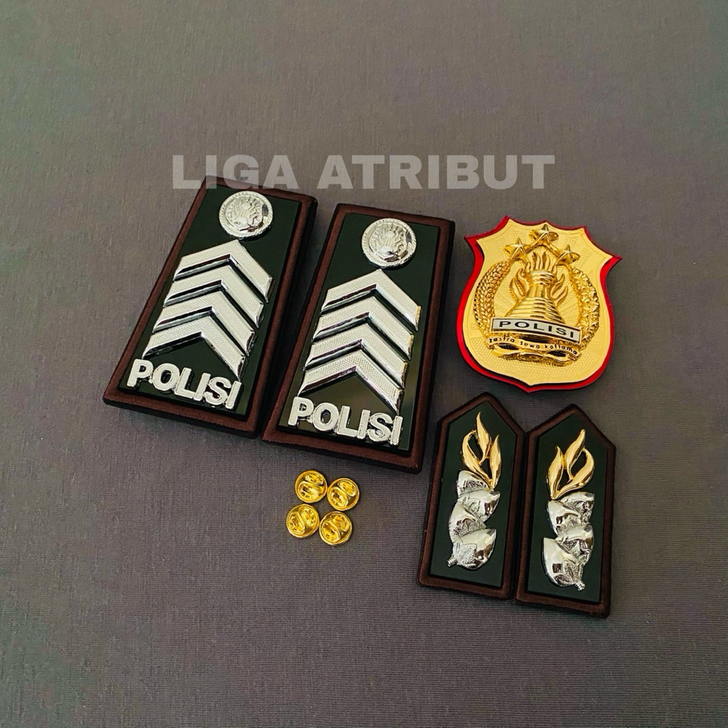 SET KOMPLIT PANGKAT BRIPKA PDH LIS BORDIR / PANGKAT BRIPKA PDH POLRI / PANGKAT BRIPKA LIS BORDIR