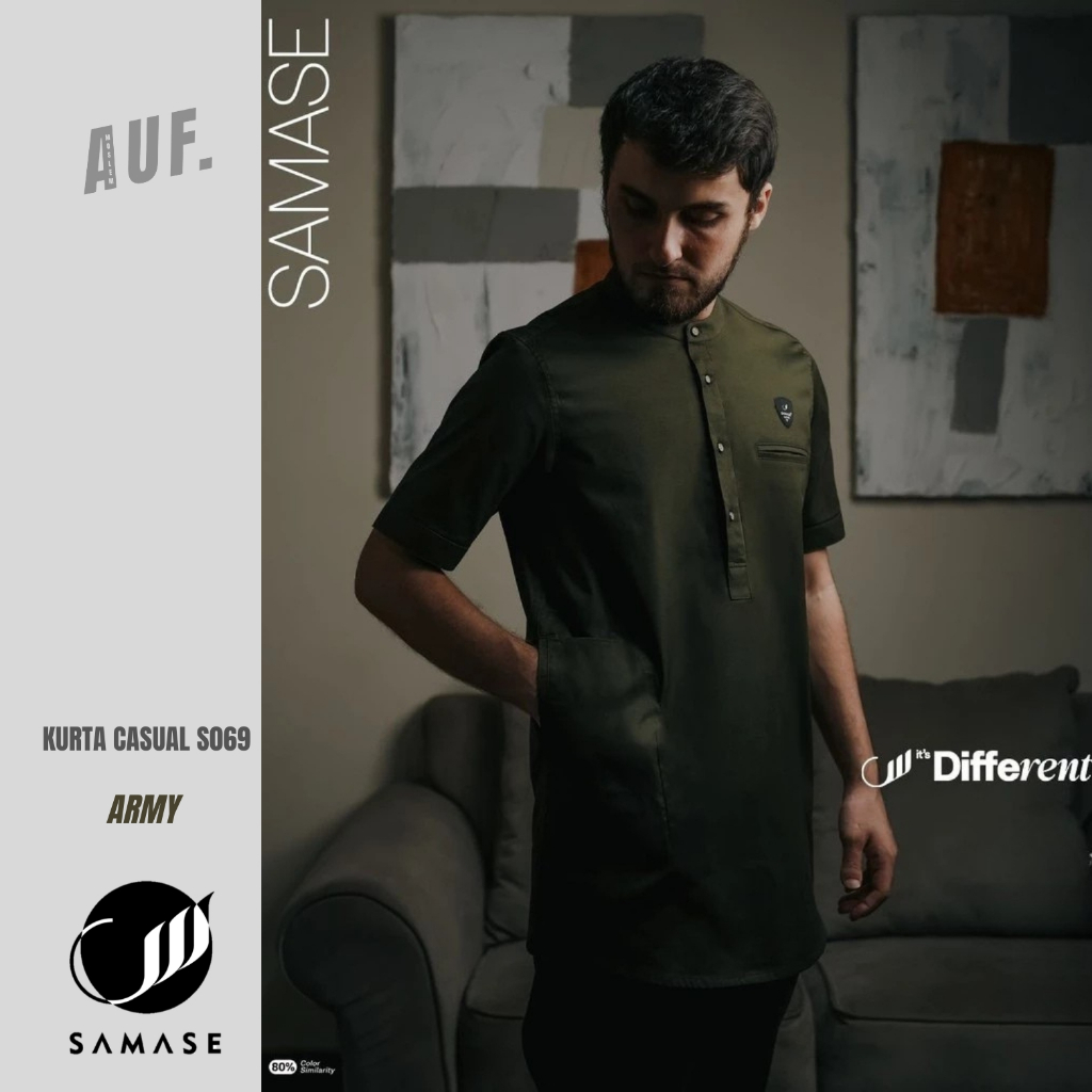 KURTA CASUAL S069 ARMY || SAMASE || AUF MOSLEM