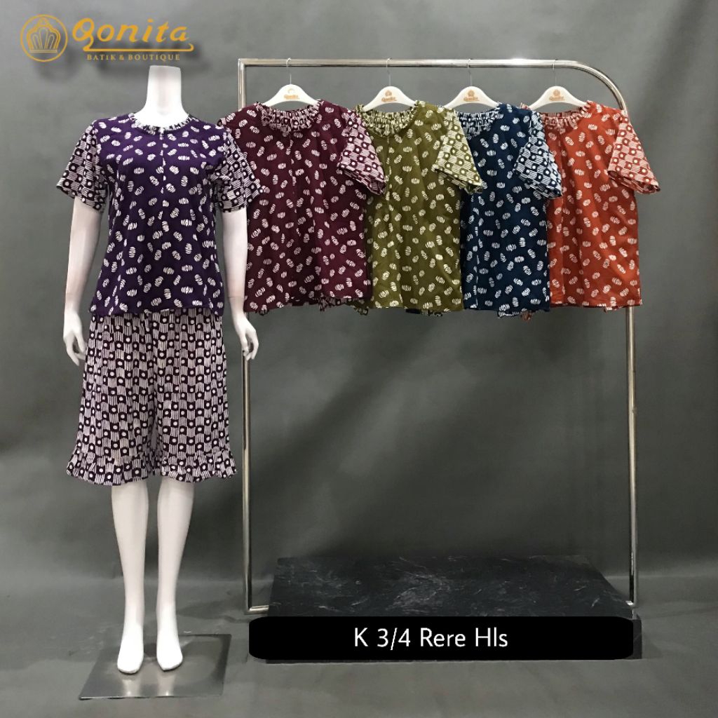 One set / setelan kulot 3/4 Rere  hls Qonita batik