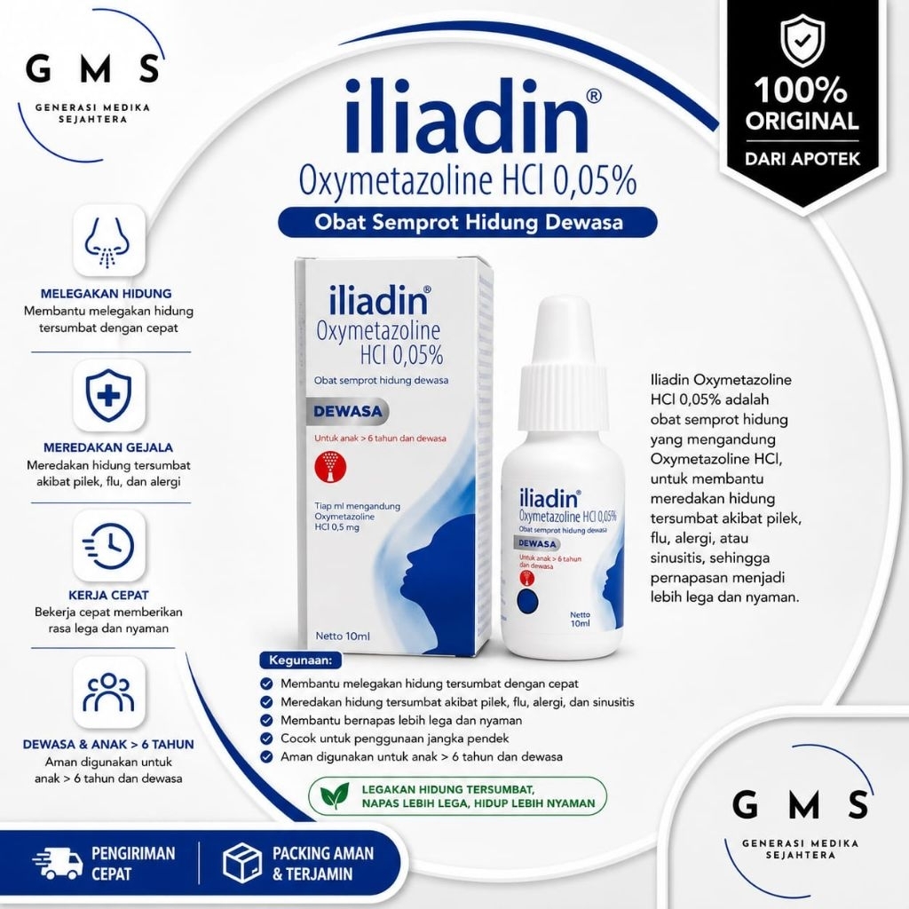 10 ML Iliadin Semprot Hidung untuk Membantu Melegakan Hidung Tersumbat