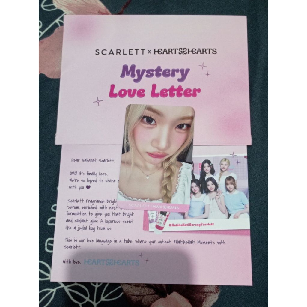 photocard pc h2h hearts2hearts scarlett juun lengkap dengan love letter dan envelope