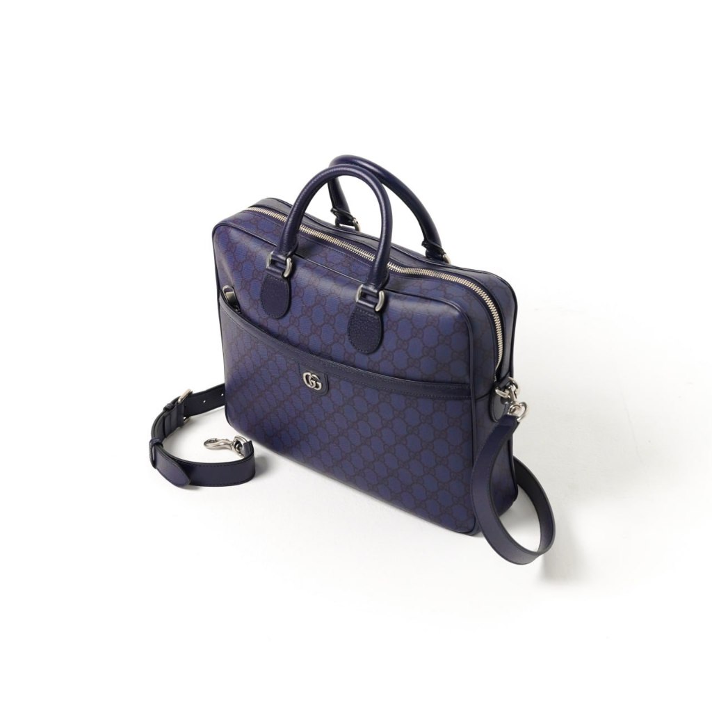 Tas OPHIDIA GG MONOGRAM NAVY BRIEFCASE 100% ORIGINAL