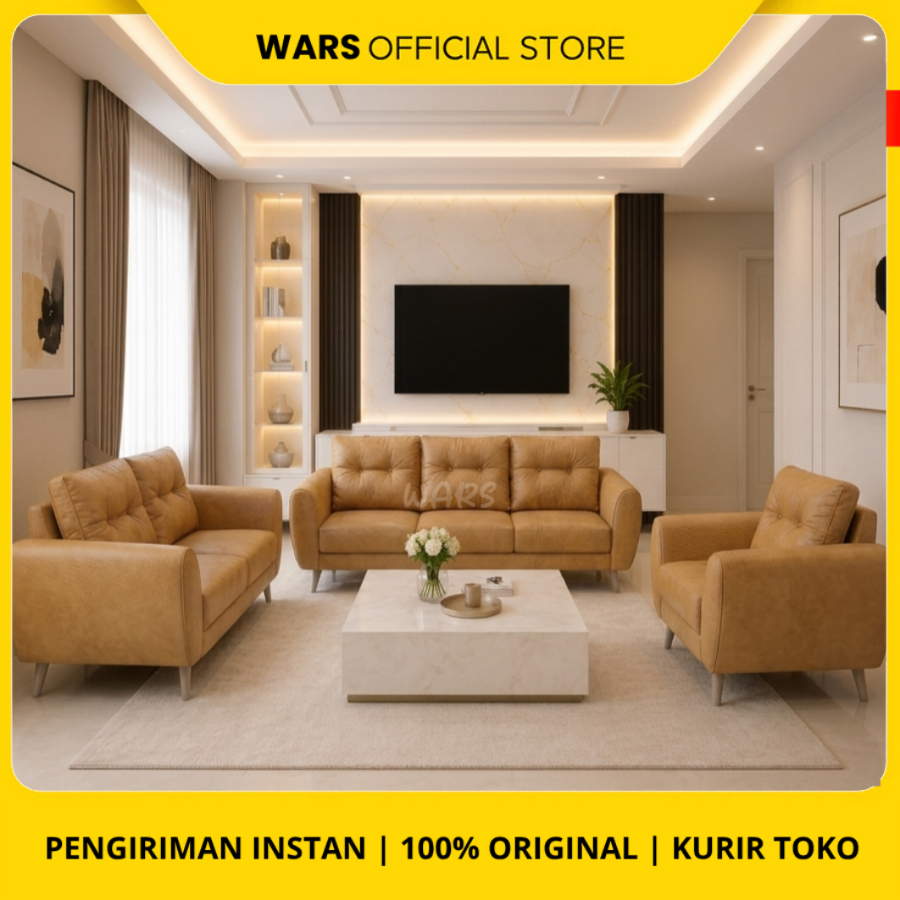 Sofa 321 retro ruang tamu minimalis furniture sofa 321 set warna coklat oscar