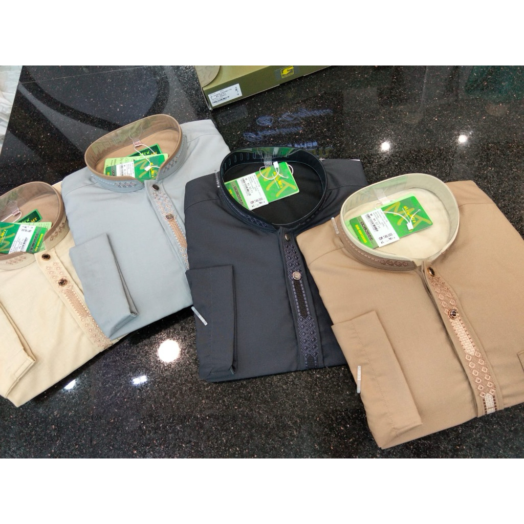 baju koko almia mt polos dus hijau 100% almia original