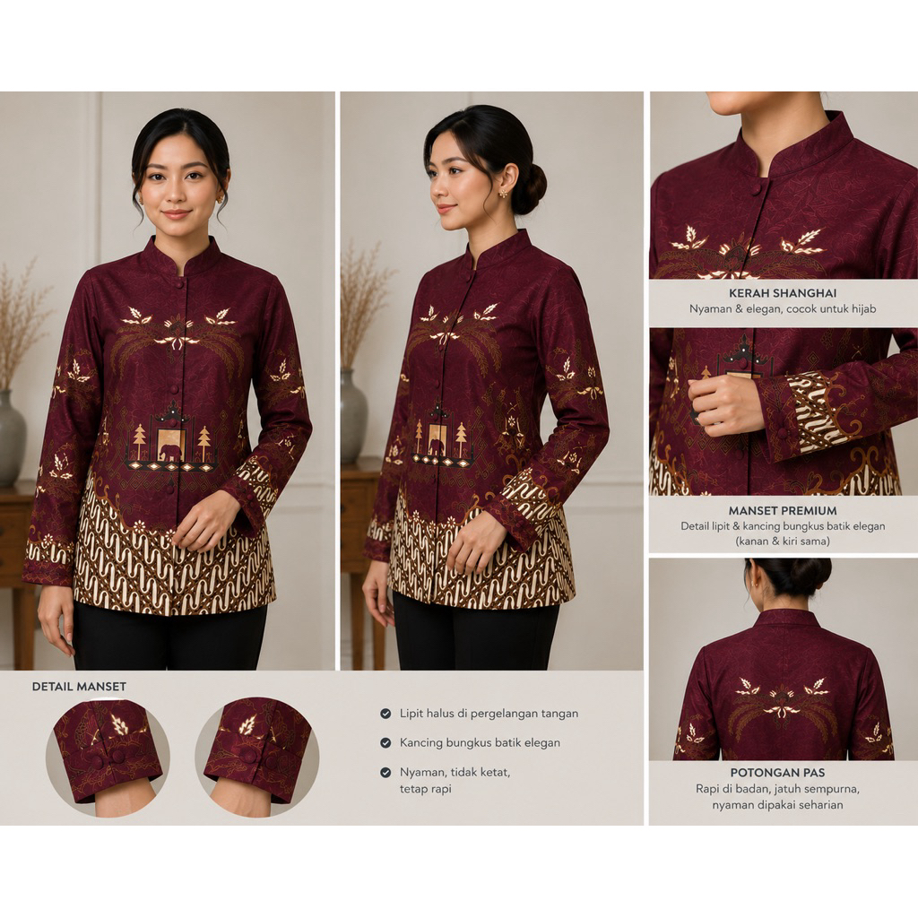 Batik Siger Lampung Pria dan Wanita Katun Premium Lapis Furing