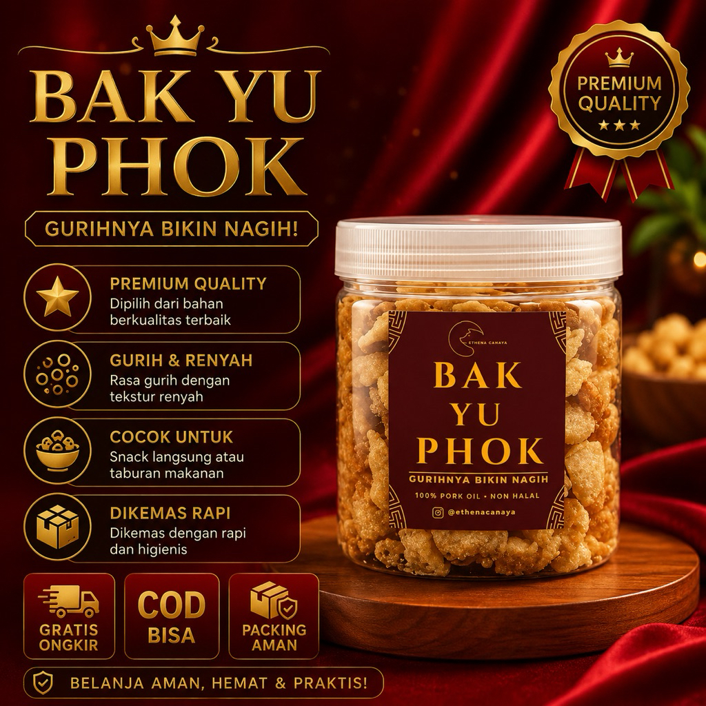 Ampas Lemak Babi / Bak Yu Phok Premium 200gram - Kemasan Toples Tebal