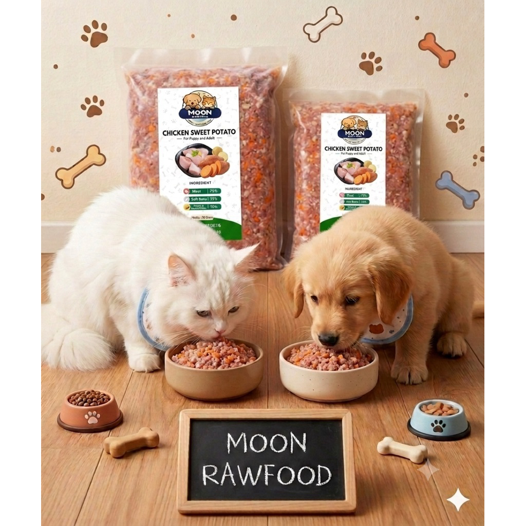 RAWFOOD chiken sweet potato//daging ayam mix sweetpotato giling//Moon Rawfood //makanan anjing dan k