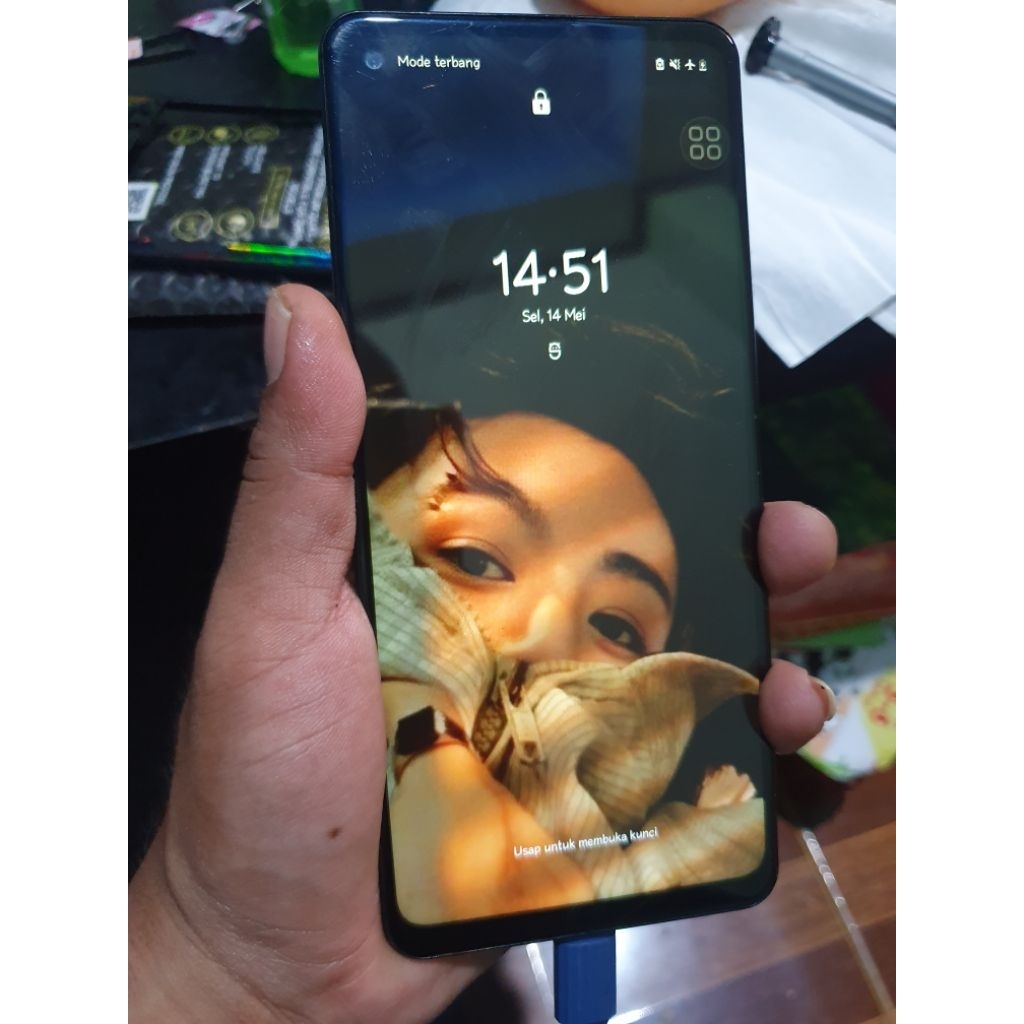 lcd + frame + batre samsung a21s ori copotan minus (baca deskripsi)
