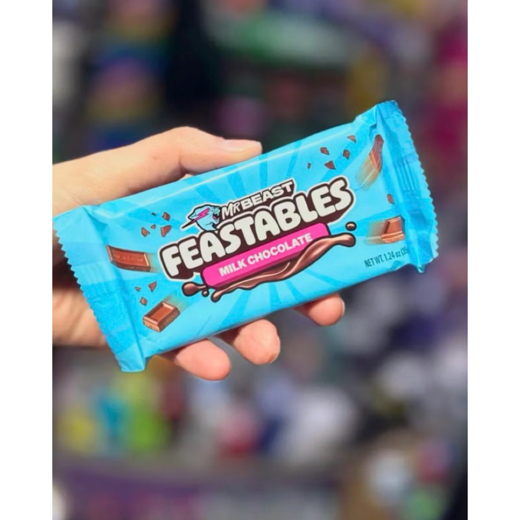 Chocolate Viral Mr Beast coklat bar melted Feastables milk chocolate milk crunch caranel peanut butt