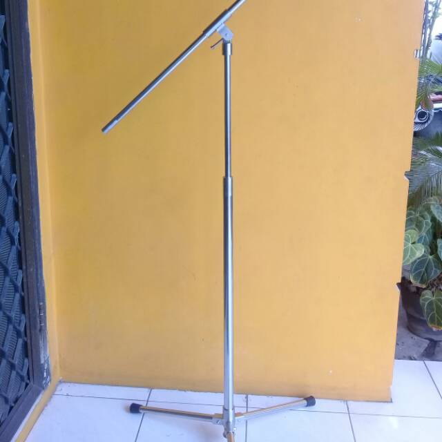 Stand/cagak mic bahan stainless stel asli panjang berdiri tiang / cagak mic