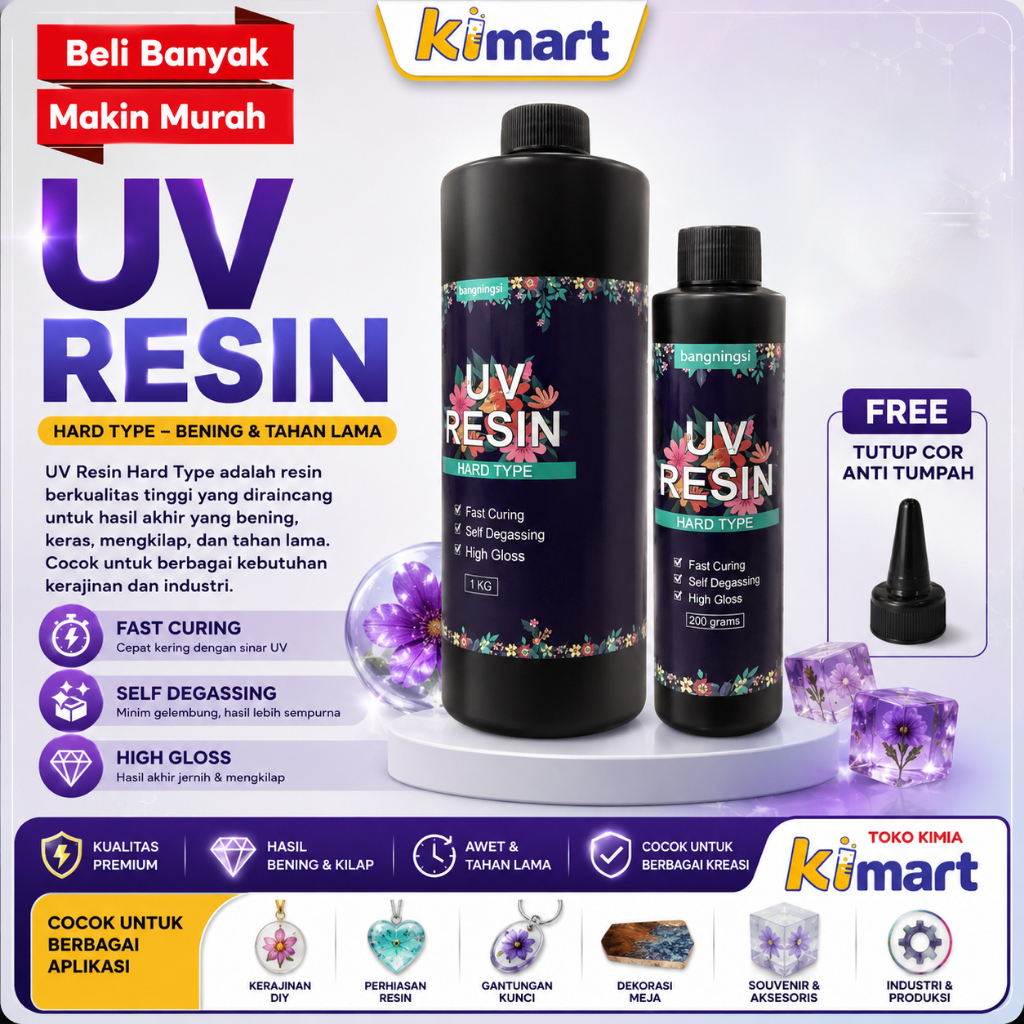 UV Resin Hard Bening 1kg 200gr Clear UV Resin DIY Craft Casting Coating Extra Bubble Wrap