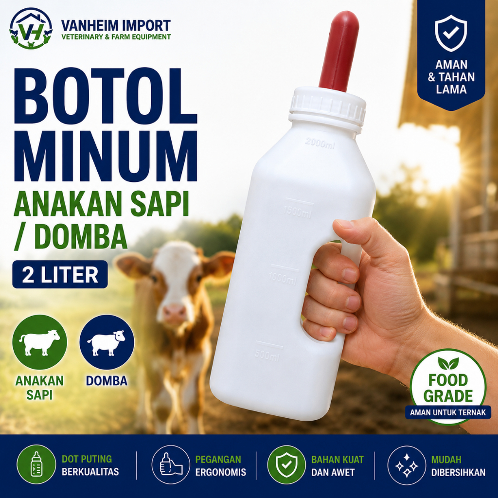 Botol Susu Anak Sapi 2 Liter Botol Minum Pedet Kambing Domba Dot Elastis