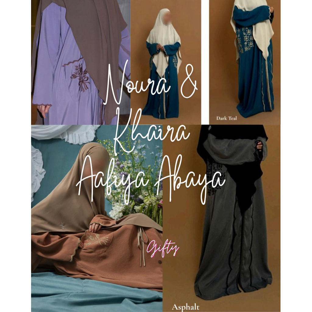 Aafiya Abaya Khaira Noura Asphalt Tobacco Brown Ultraviolet Dark Teal