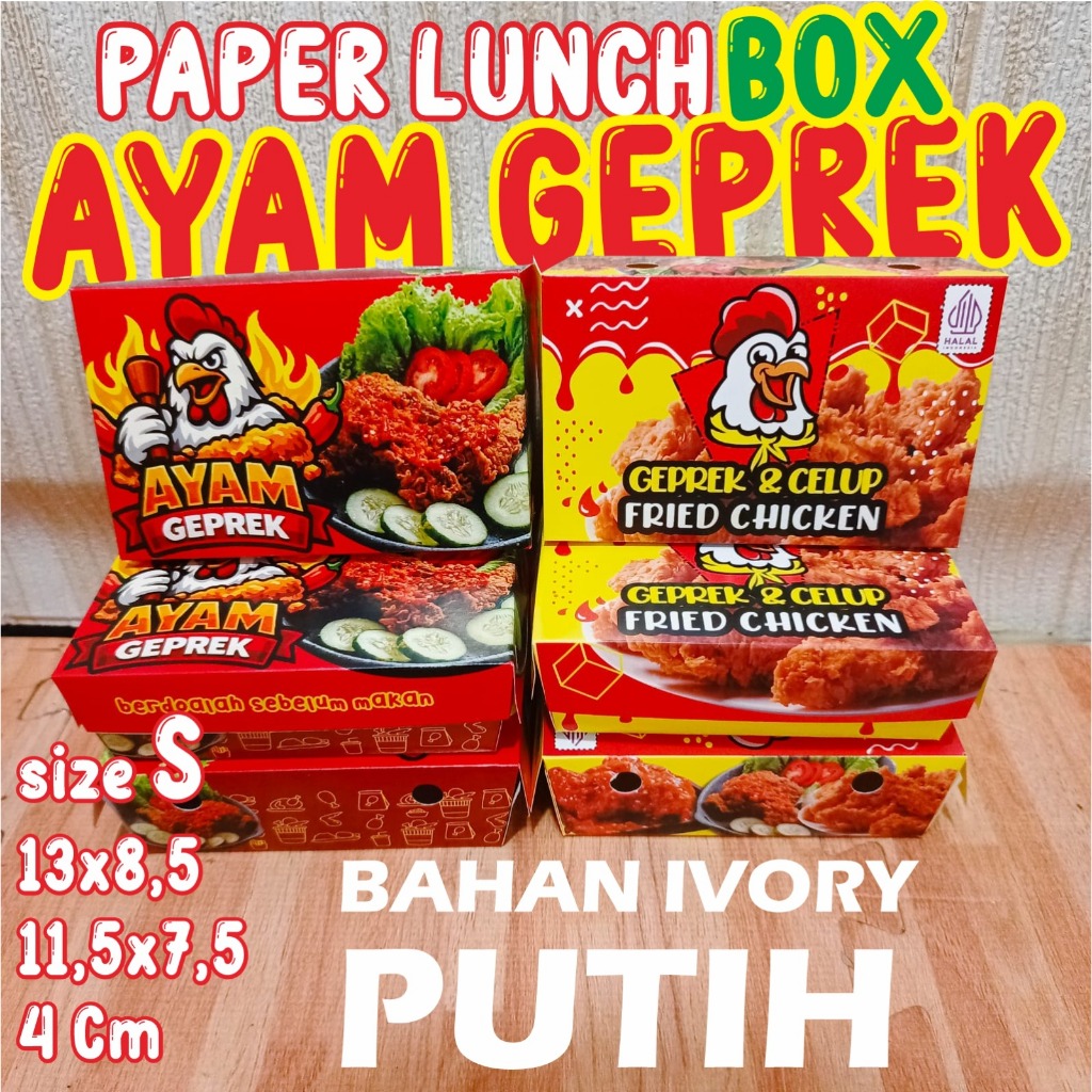 SIZE S IVORY isi 100pcs paper lunch box ayam celup dkriuk fried chicken geprek