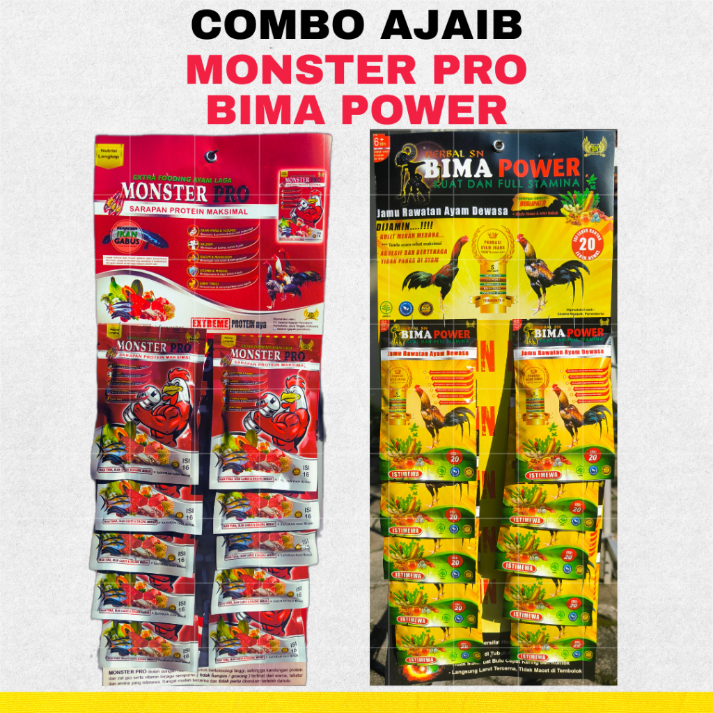 Combo Ajaib Monster Pro dan Bima power - Jamu Herbal Ayam untuk Meningkatkan Stamina dan Nutrisi