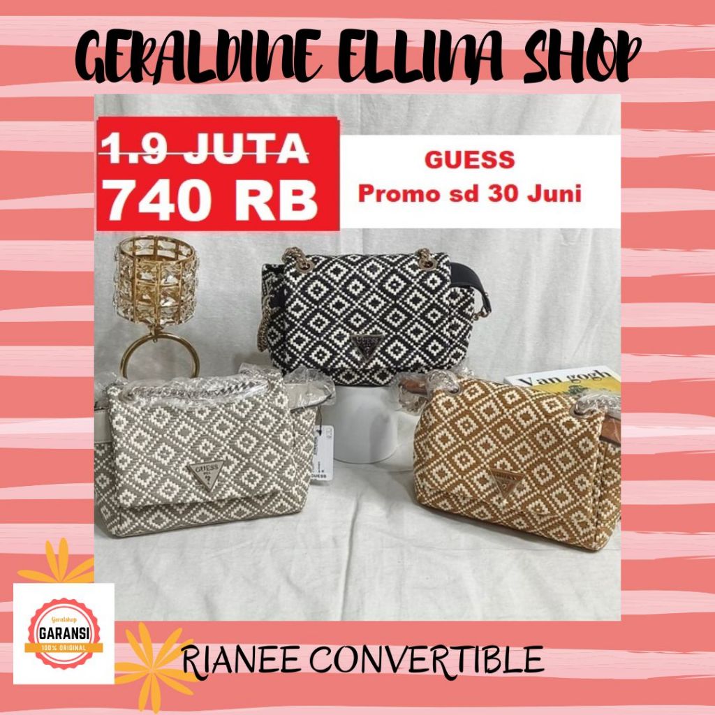 Tas selempang wanita Guess original sale seri RIANEE CONVERTIBLE