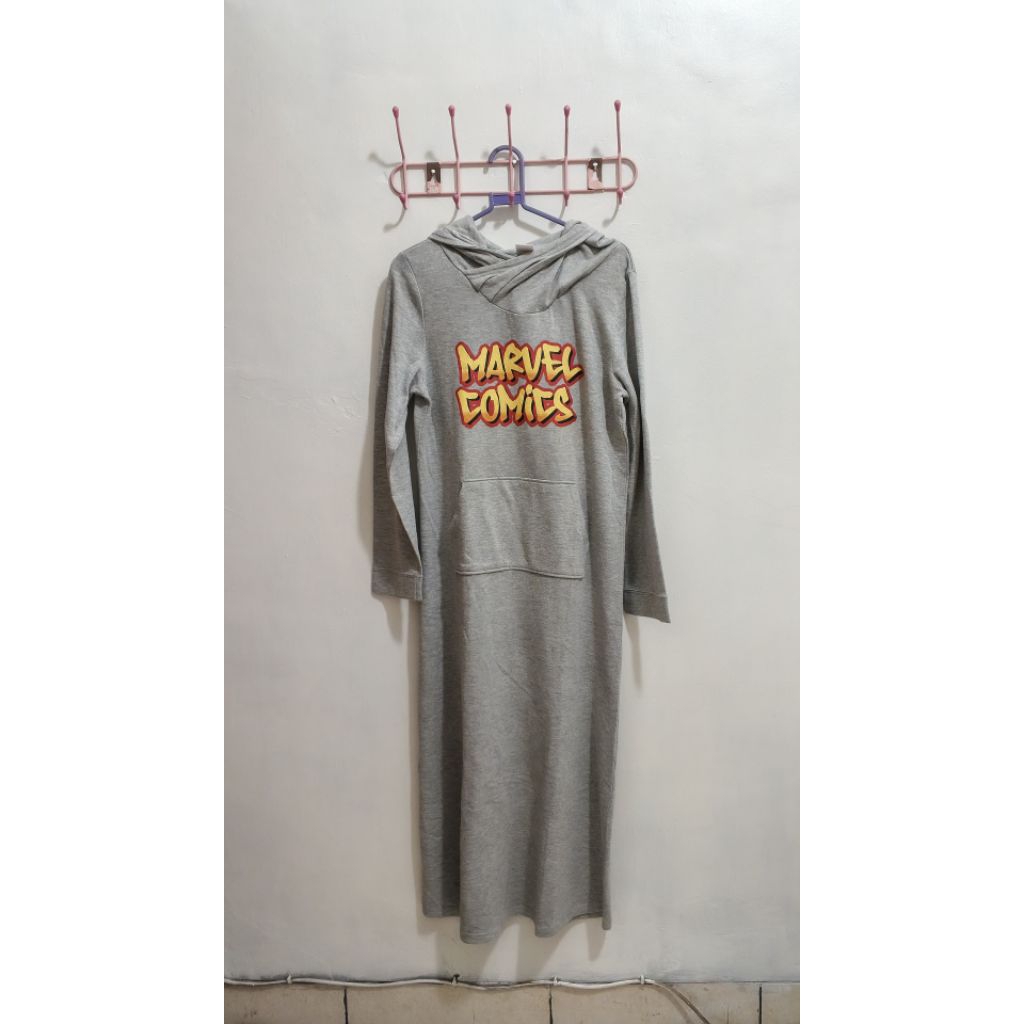 Dress Gamis Hoodie Capuchon Long Sweater Sweatshirt Marvel Comics Preloved PL