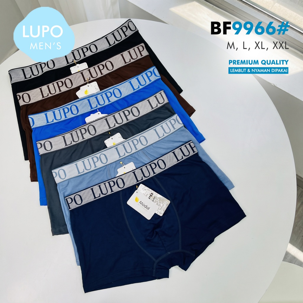 LUPO 6Pcs Celana Dalam Boxer Pria Katun Modal Polos BF9966