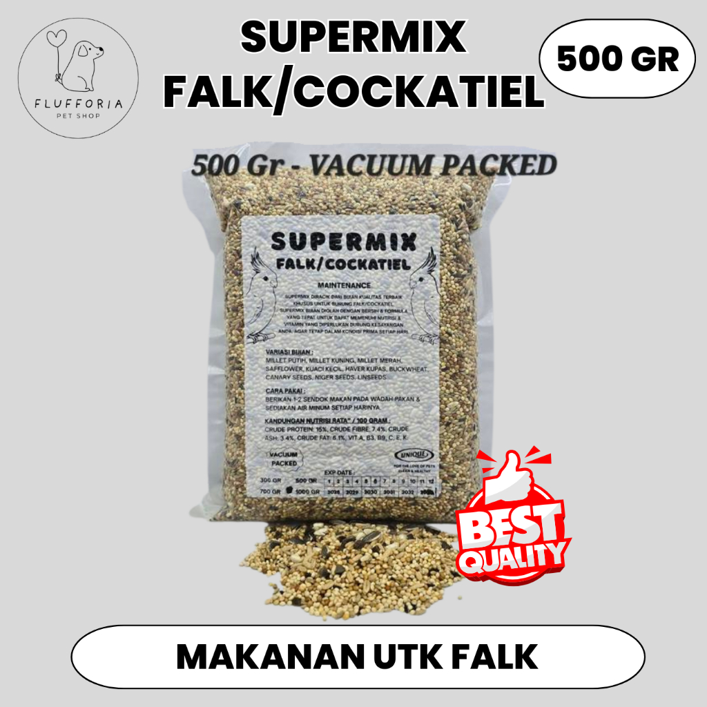SUPERMIX FALK - BIJIAN UNTUK PAKAN BURUNG FALK / COCKATIEL - VACUUM PACKED