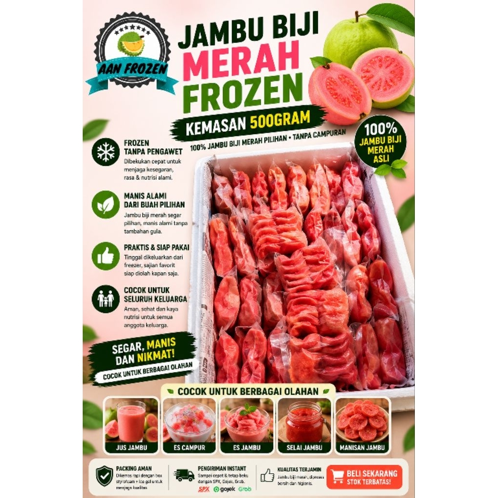 Jambu Merah / Jambu Merah Frozen 500gr / Jambu Merah Vacuum Frozen