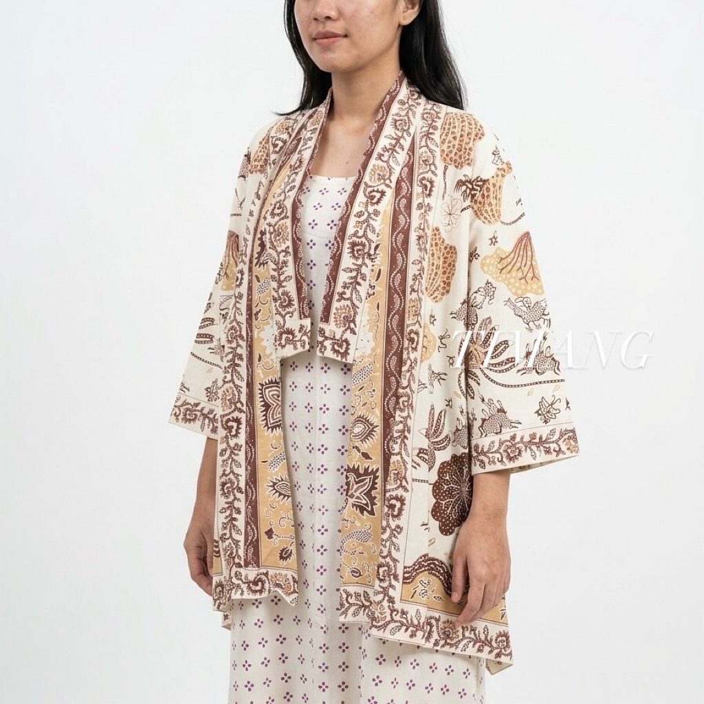 Outer Batik Lengan Panjang Wanita Modern Jumbo Ld 120cm Bahan Katun Halus Solo