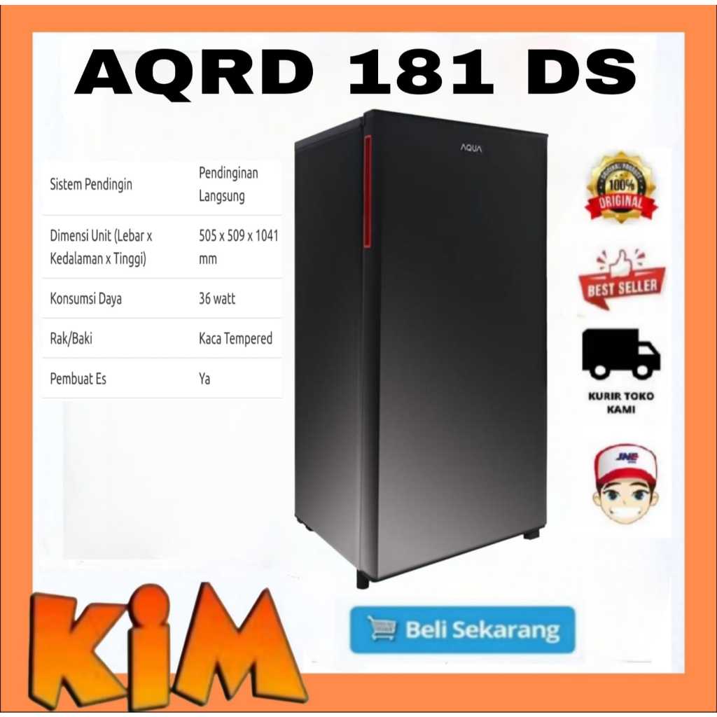 AQUA AQRD181DS Lemari Es 1 Pintu Kulkas AQR-D181 Low wat AQRD181 DS LS - AQR-D181DS