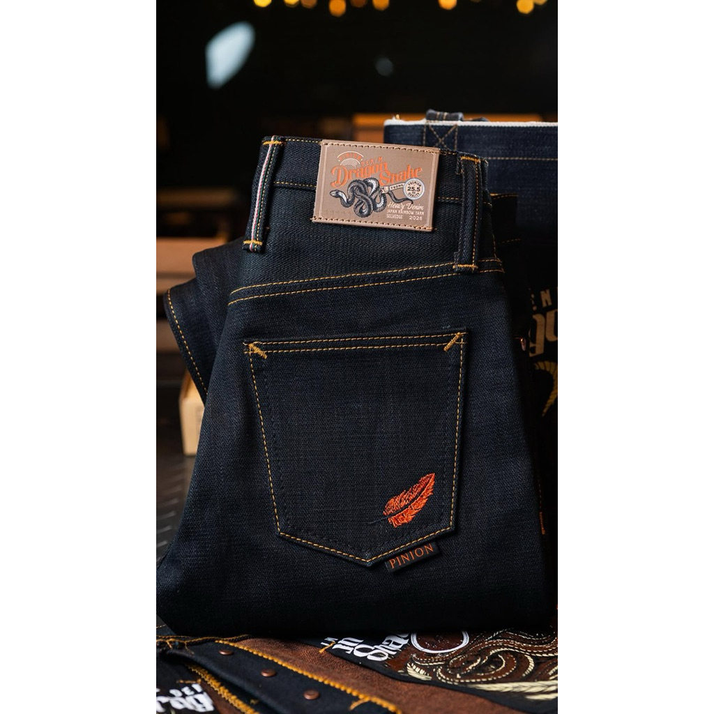 PINION DENIM - DRAGON SNAKE 25.5oz (ORANGE WEFT)