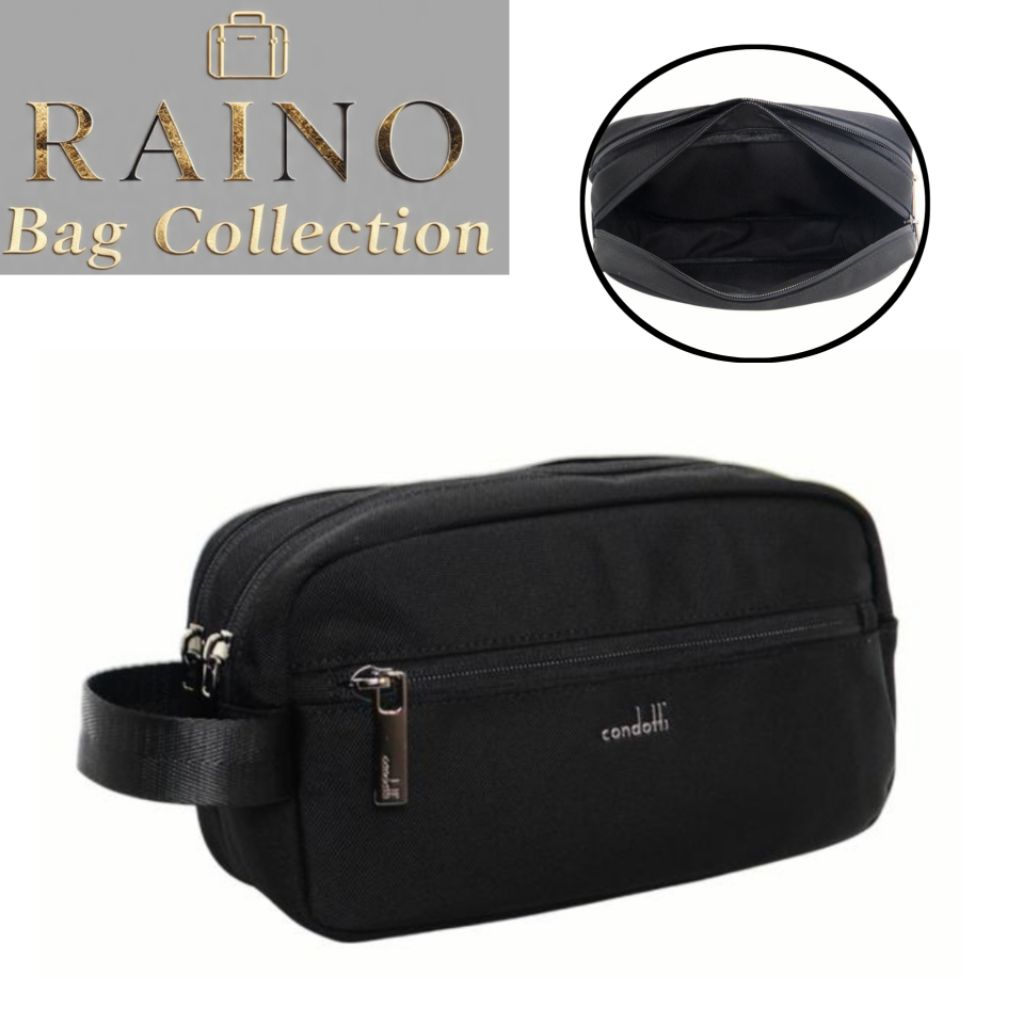 Tas Clucth Condotti Pouch Elegan Muat Banyak Kompartemen Daily Hand Bag Pria - Black
