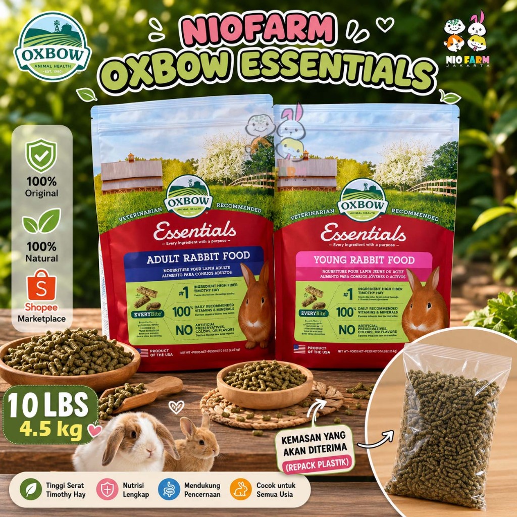 NIOFARM - OXBOW ESSENTIALS Pelet Kelinci Rabbit REPACK 10 LBS / 4.5 KG Young and Adult / PELET Oxbow