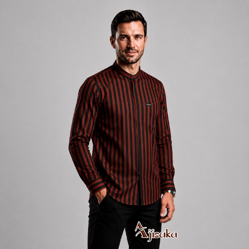 Baju Lurik Jawa Pria Modern Premium | Kemeja Lurik Dewasa Lengan Panjang Pendek Elegan