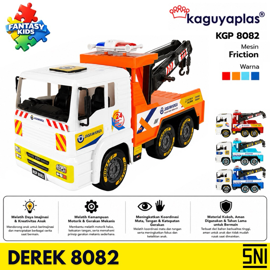 Mobil Derek Mainan Anak KGP 8082 Truk Derek Friction Besar | Tow Truck Construction