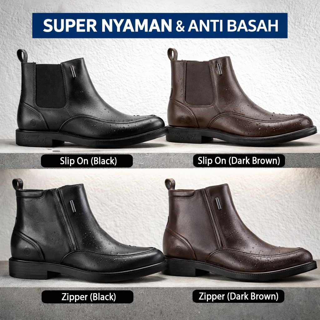 SUPER NYAMAN dan ANTI BASAH Hush Puppies Sepatu Boots Formal Pria Kulit Asli