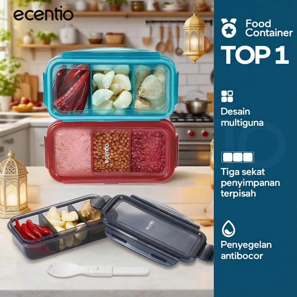 ecentio  box makanan, toples lebaran tempat makan Satu kotak untuk berbagai keperluan Desain Berbagi