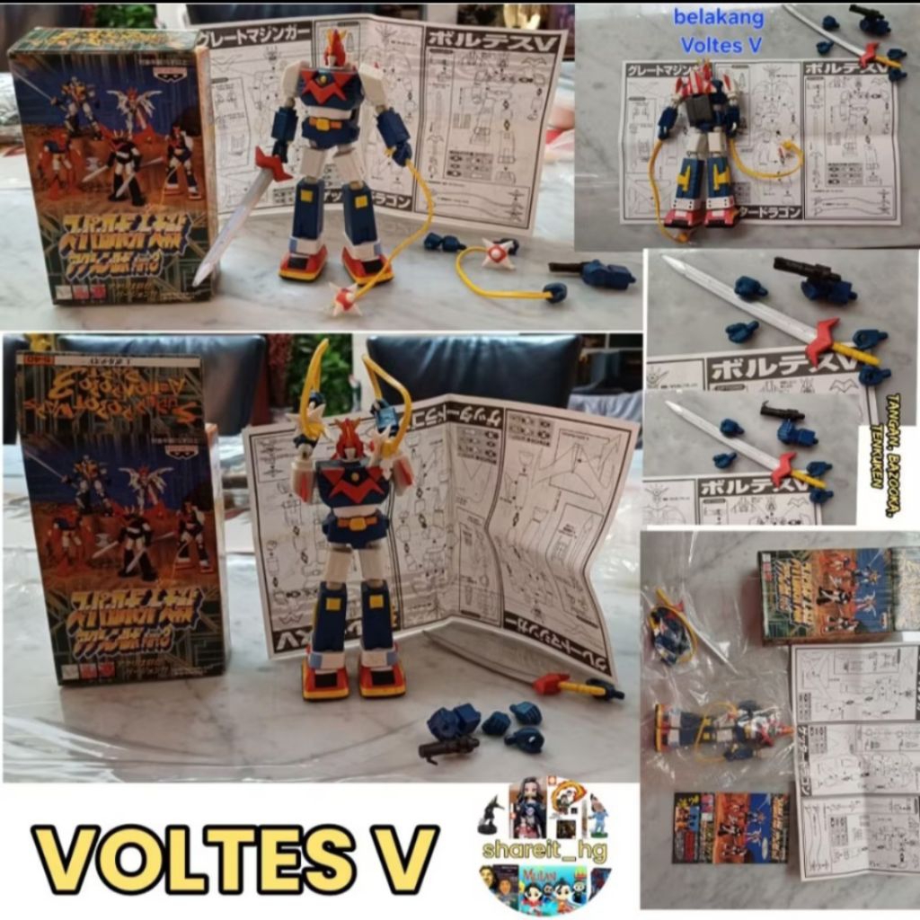 Voltes V, banpresto (original), bahan PVC, bisa gerak, tinggi 14 cm