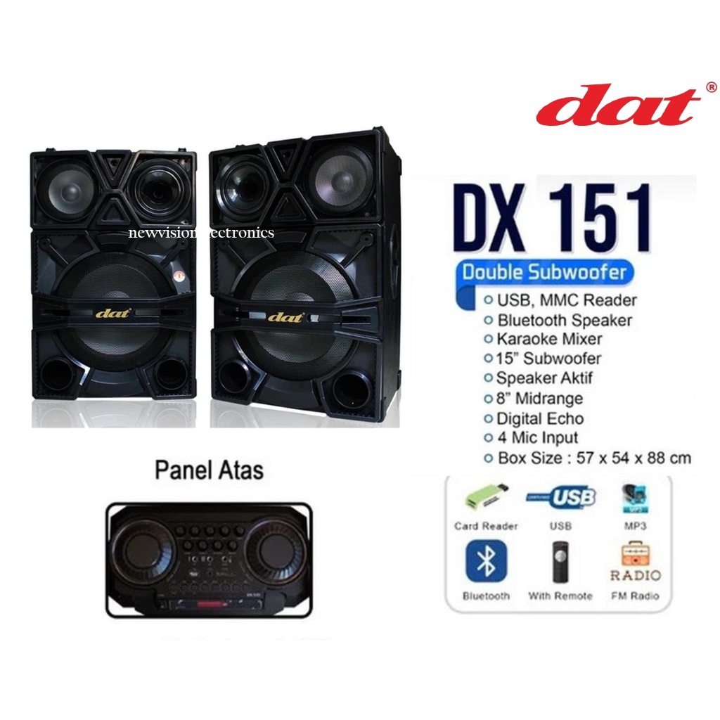 SPEAKER ACTIVE PASSIVE DAT DX151 SPEAKER AKTIF PASIF DAT DX-151 BLUETOOTH KARAOKE 15ICNH HARGA 1SET